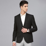 Men Black Slim Fit Solid Single Breasted Formal Blazer